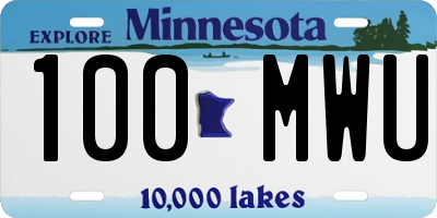 MN license plate 100MWU