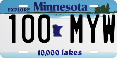 MN license plate 100MYW