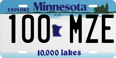 MN license plate 100MZE