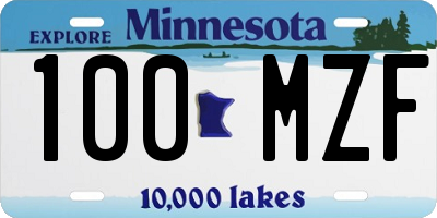 MN license plate 100MZF