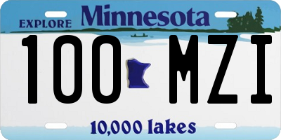 MN license plate 100MZI