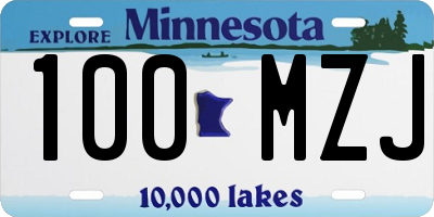 MN license plate 100MZJ