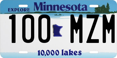 MN license plate 100MZM