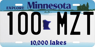 MN license plate 100MZT
