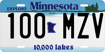 MN license plate 100MZV