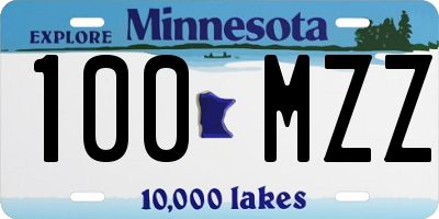 MN license plate 100MZZ