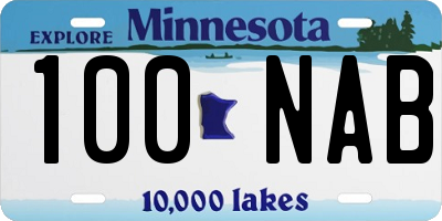 MN license plate 100NAB