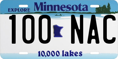 MN license plate 100NAC