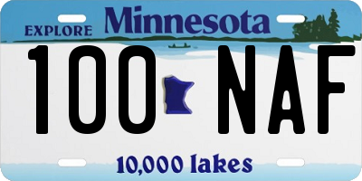 MN license plate 100NAF
