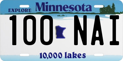 MN license plate 100NAI