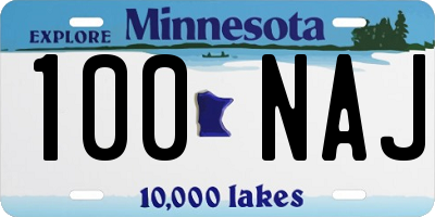 MN license plate 100NAJ