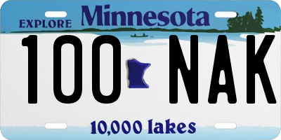 MN license plate 100NAK