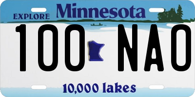 MN license plate 100NAO