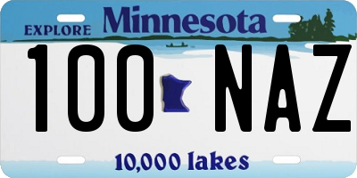 MN license plate 100NAZ