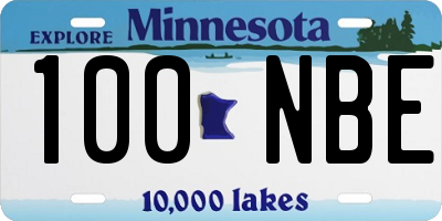 MN license plate 100NBE