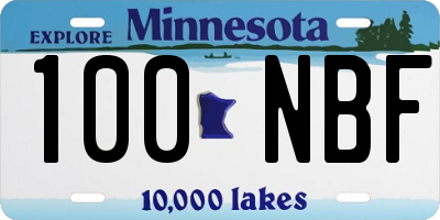 MN license plate 100NBF