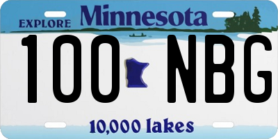 MN license plate 100NBG