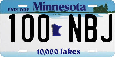 MN license plate 100NBJ