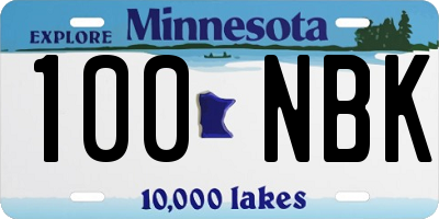 MN license plate 100NBK