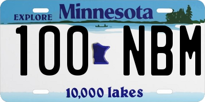 MN license plate 100NBM