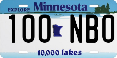 MN license plate 100NBO