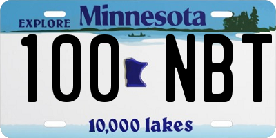 MN license plate 100NBT