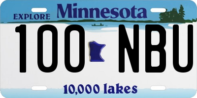 MN license plate 100NBU