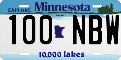 MN license plate 100NBW