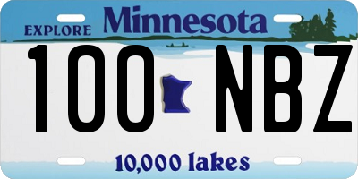 MN license plate 100NBZ
