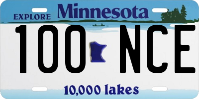 MN license plate 100NCE
