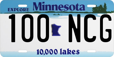 MN license plate 100NCG