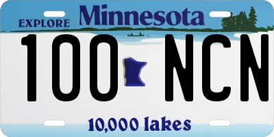 MN license plate 100NCN