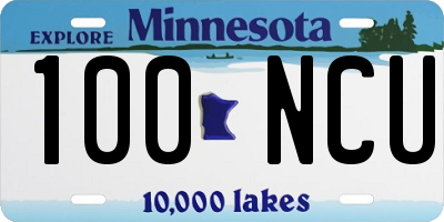 MN license plate 100NCU