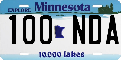 MN license plate 100NDA