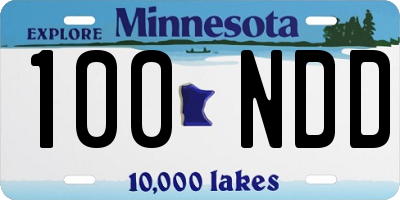 MN license plate 100NDD