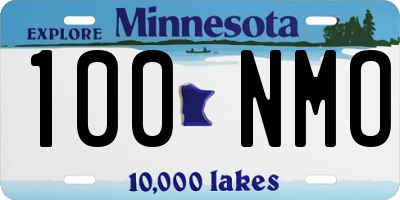 MN license plate 100NMO
