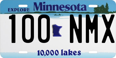 MN license plate 100NMX