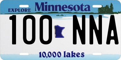 MN license plate 100NNA