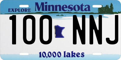 MN license plate 100NNJ