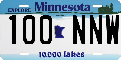 MN license plate 100NNW