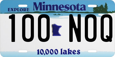 MN license plate 100NOQ