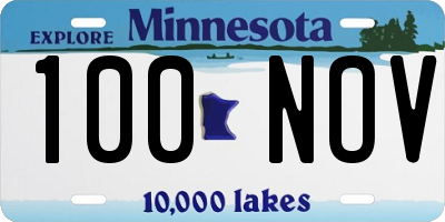 MN license plate 100NOV