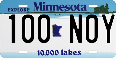 MN license plate 100NOY