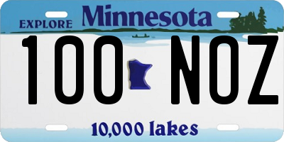 MN license plate 100NOZ