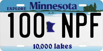 MN license plate 100NPF