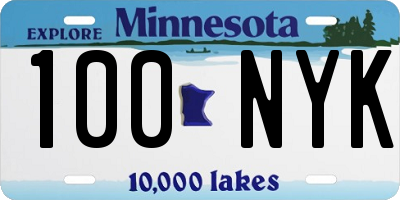 MN license plate 100NYK