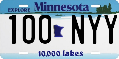 MN license plate 100NYY