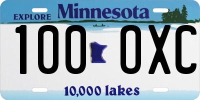 MN license plate 100OXC