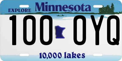 MN license plate 100OYQ