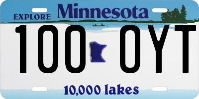 MN license plate 100OYT
